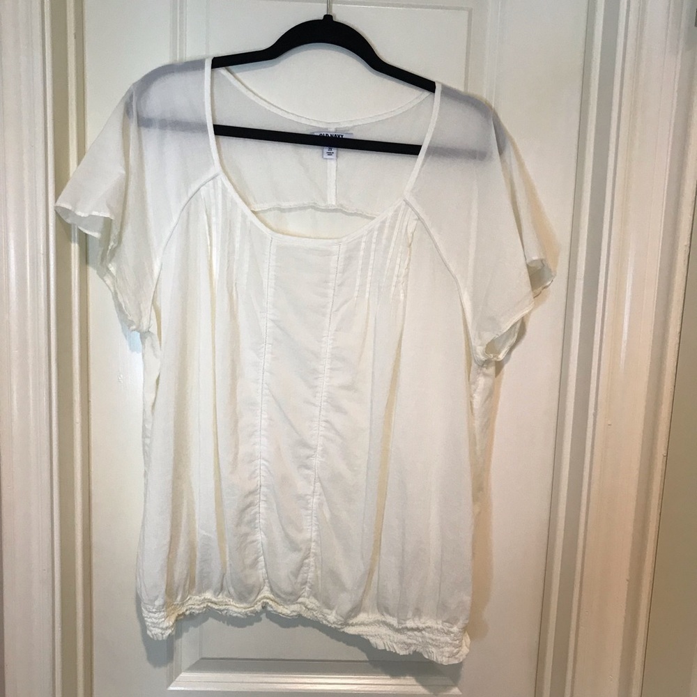 Old Navy Cream Elastic Bottom Blouse